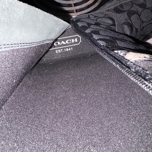 Coach Black Fur Trim Pattern Boots - Picture 4 of 5